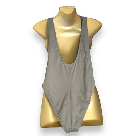 Dippin Daisys Swimwear Blue One Piece Lace Front Slate Blue Solid Swimsuit Large - Picture 2 of 4